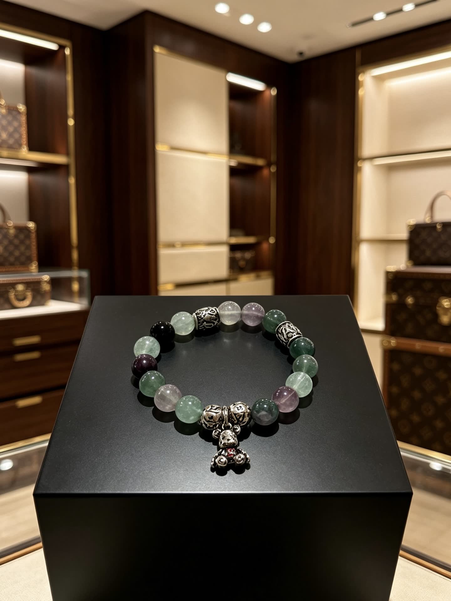 Louis Vuitton Multicolored Beaded Bracelet with Silver Charms